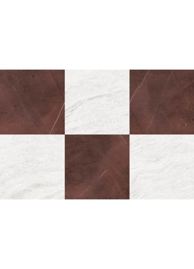 FloorPops Chris Loves Julia Bonneville Oxblood tile close-up shows durable vinyl finish.