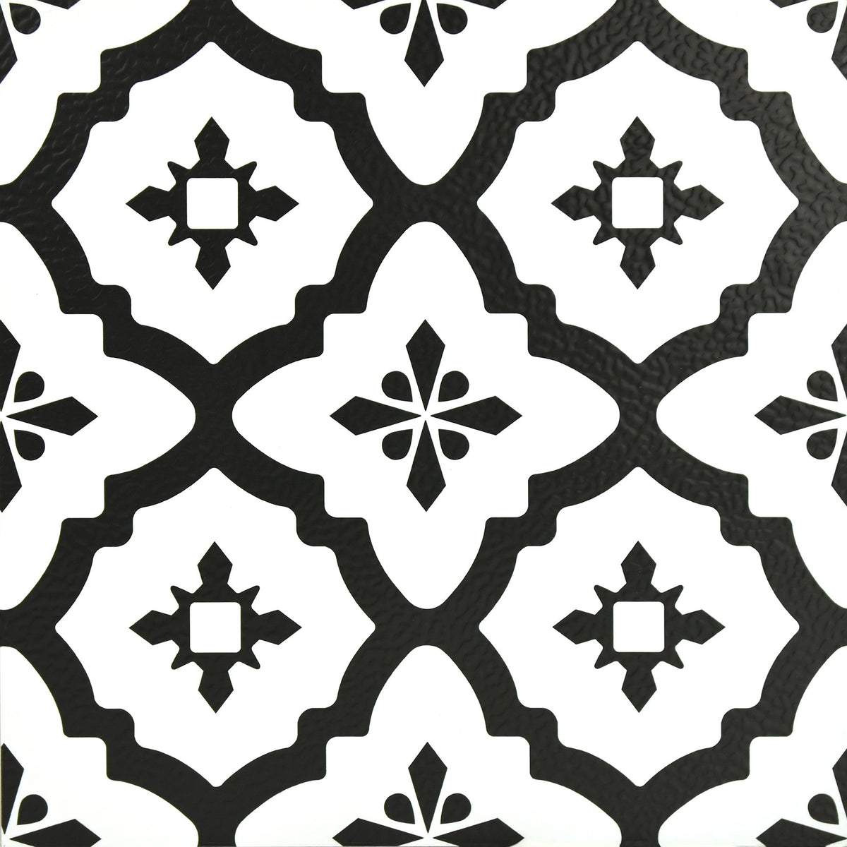 FloorPops Comet tiles in black geometric design for a stylish, durable floor.