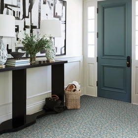 FloorPops Fontaine blue peel-and-stick tiles install without grout
