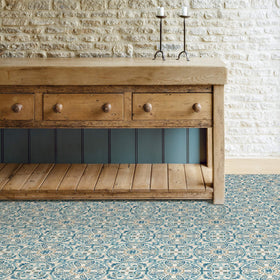 FloorPops Fontaine blue tiles are water resistant and easy to clean