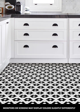 FloorPops hexagonal floral close-up showing bold motif