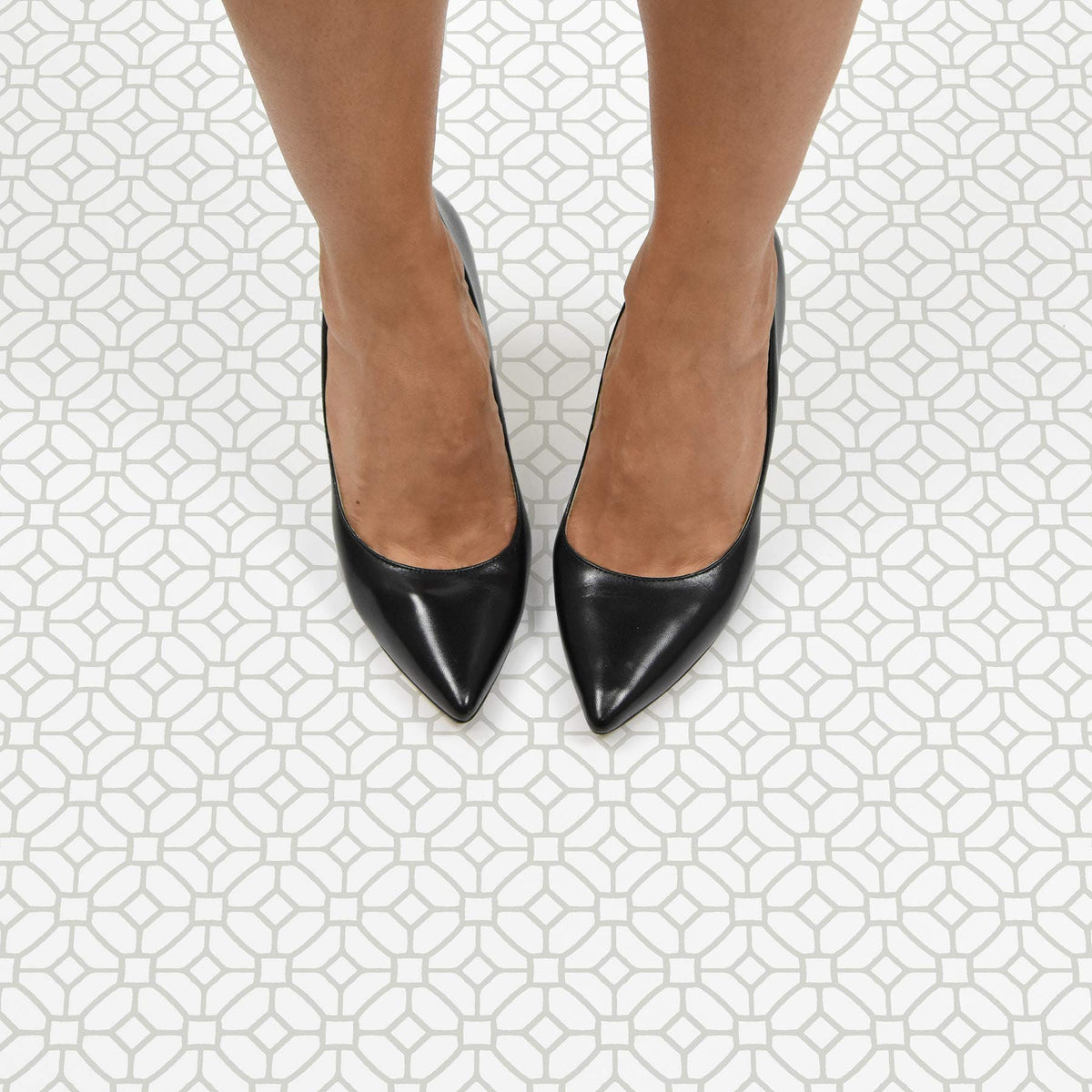 FloorPops lattice tile features a low-lustre finish for easy cleaning.
