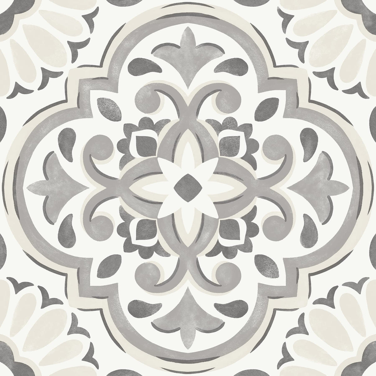 FloorPops Massimo grey-cream 12x12 tile adds farmhouse style and easy updates.