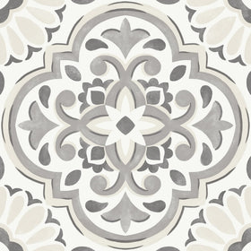 FloorPops Massimo grey-cream 12x12 tile adds farmhouse style and easy updates.