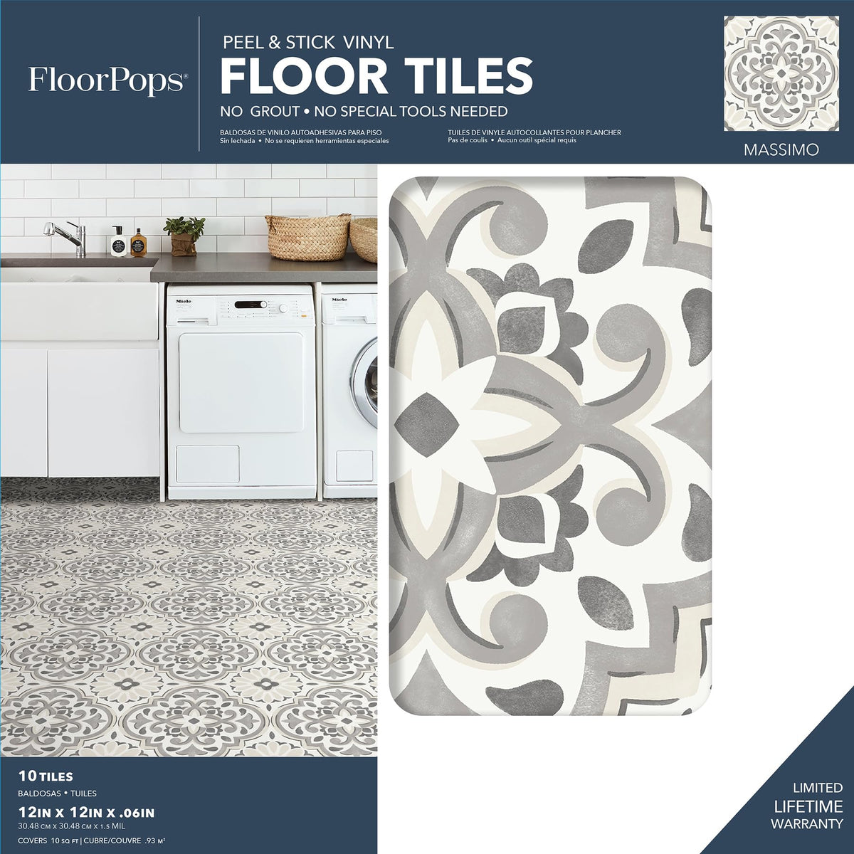 FloorPops Massimo virgin vinyl offers durable, long-lasting floor updates.