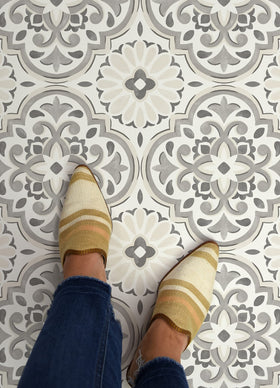 FloorPops Massimo water-resistant tiles ideal for kitchens and baths.