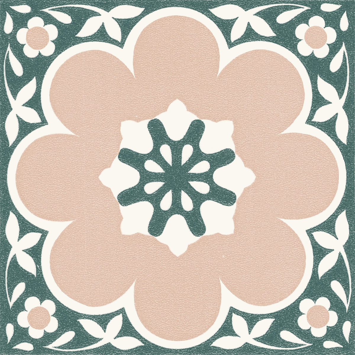 FloorPops Pink Daphne pattern close-up showing retro floral detail for vibrant floors
