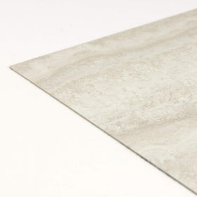 FloorPops Platinum grey marble tiles; durable vinyl with permanent adhesive.
