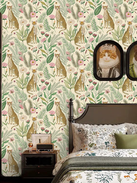 Floralplus leopard jungle wallpaper smooth-wall application and easy removal