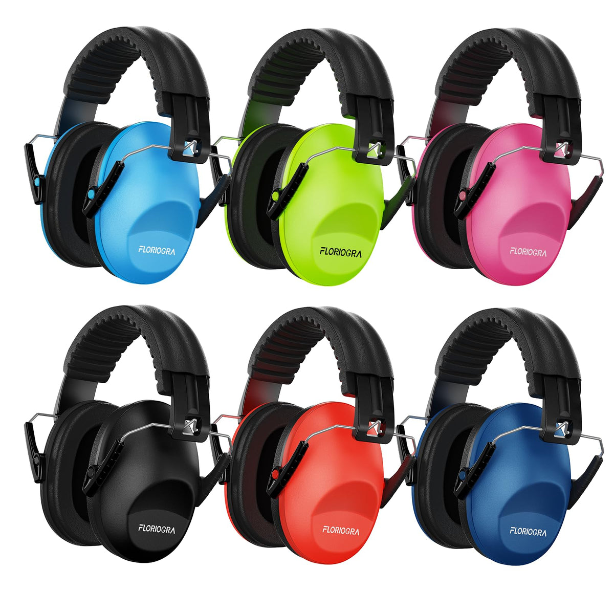 Floriogra 6-pack kids noise-canceling headphones pink blue green for quiet study and concentration