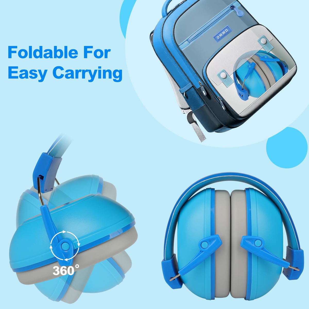Floriogra compact travel-ready kids headphones in a backpack