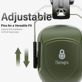 Floriogra ear muffs with 360-degree rotatable pins for a customized, comfortable fit.