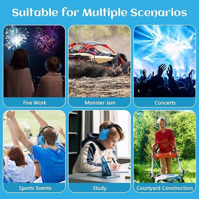 Floriogra kids earmuffs provide 26dB SNR protection at noisy events.