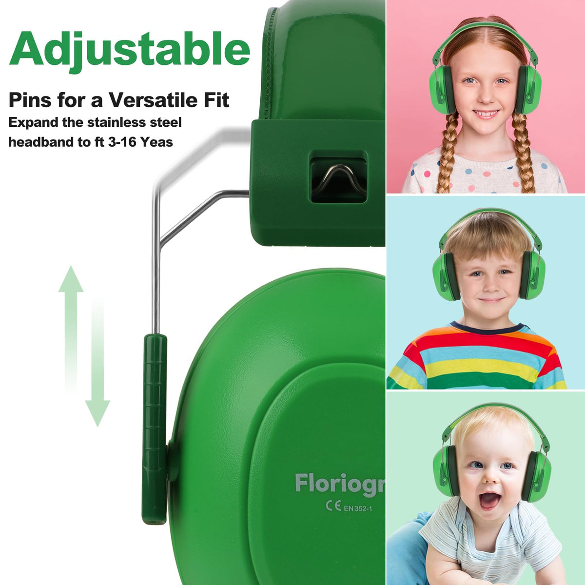 Floriogra kids headphones with 360° rotatable cups for snug fit