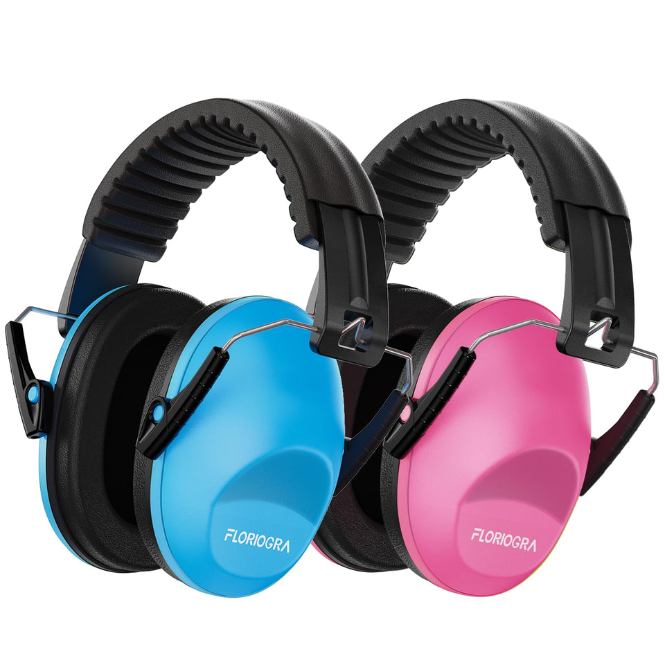 Floriogra kids noise-cancelling earmuffs close-up for 28dB protection during events.