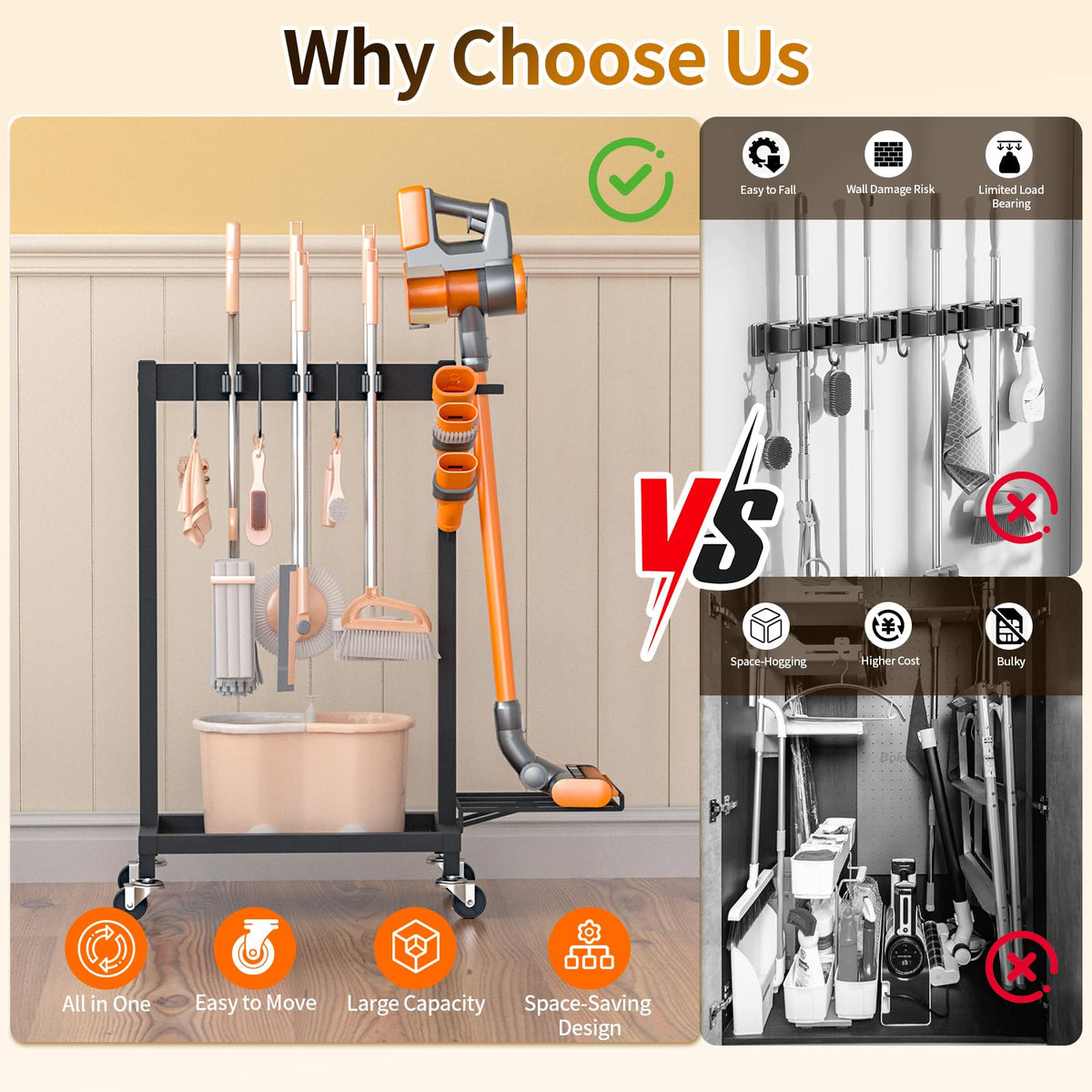 FLOUREE carbon steel frame offers durable, rust-resistant support.