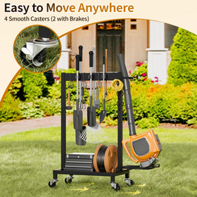 FLOUREE rolling cleaning cart on four wheels moves cleaning tools smoothly across rooms.