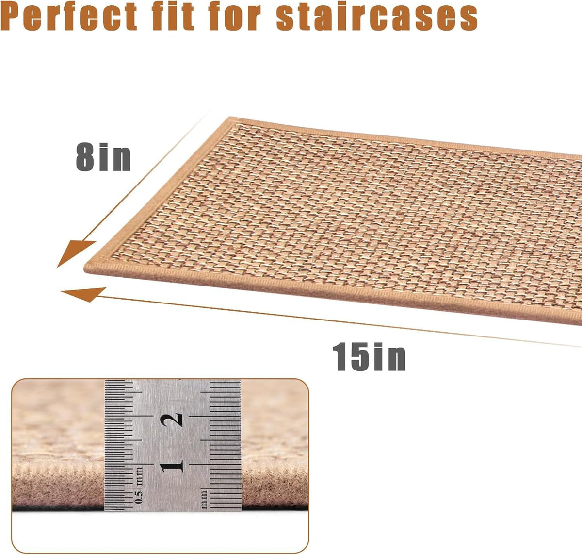 FlowaFoli beige stair treads blend with décor and protect wood.