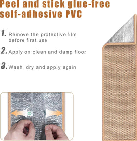 FlowaFoli easy-installation treads peel and stick to wood stairs.