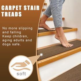 FlowaFoli stair treads are machine washable for easy cleaning on wood stairs.