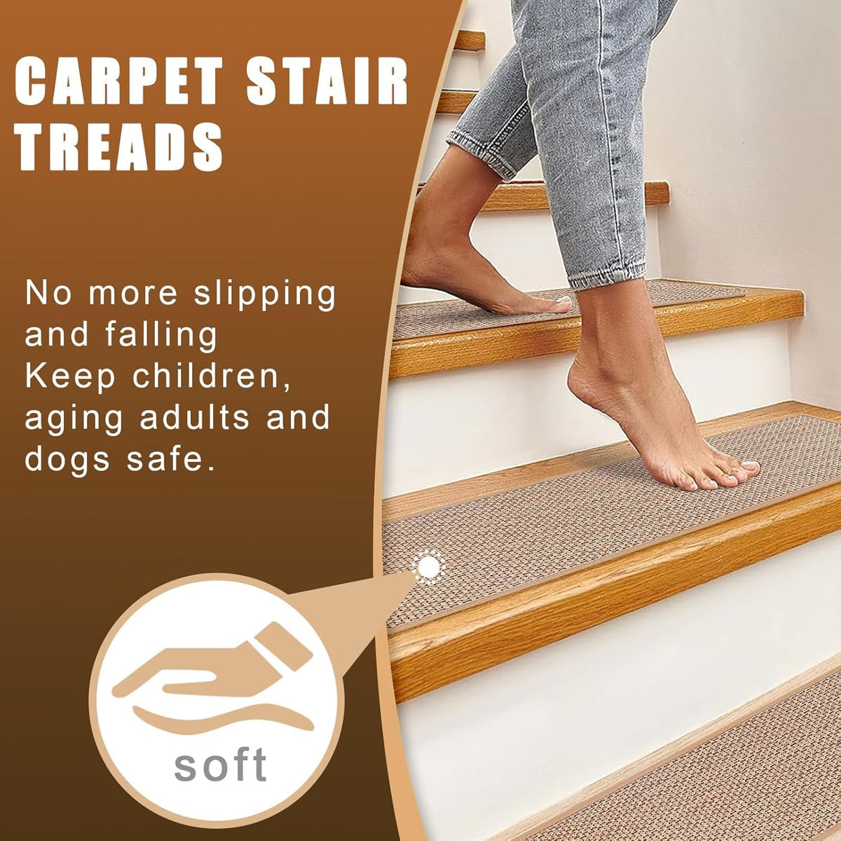 FlowaFoli treads reduce stair noise with soft underfoot feel.
