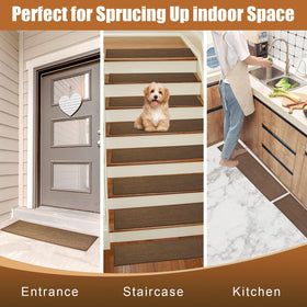 FlowaFoli anti-slip mats for stairs fit most wooden stairs.