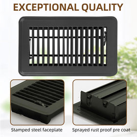 Flowild black 4x8 floor register cover with sleek finish for versatile room styling.
