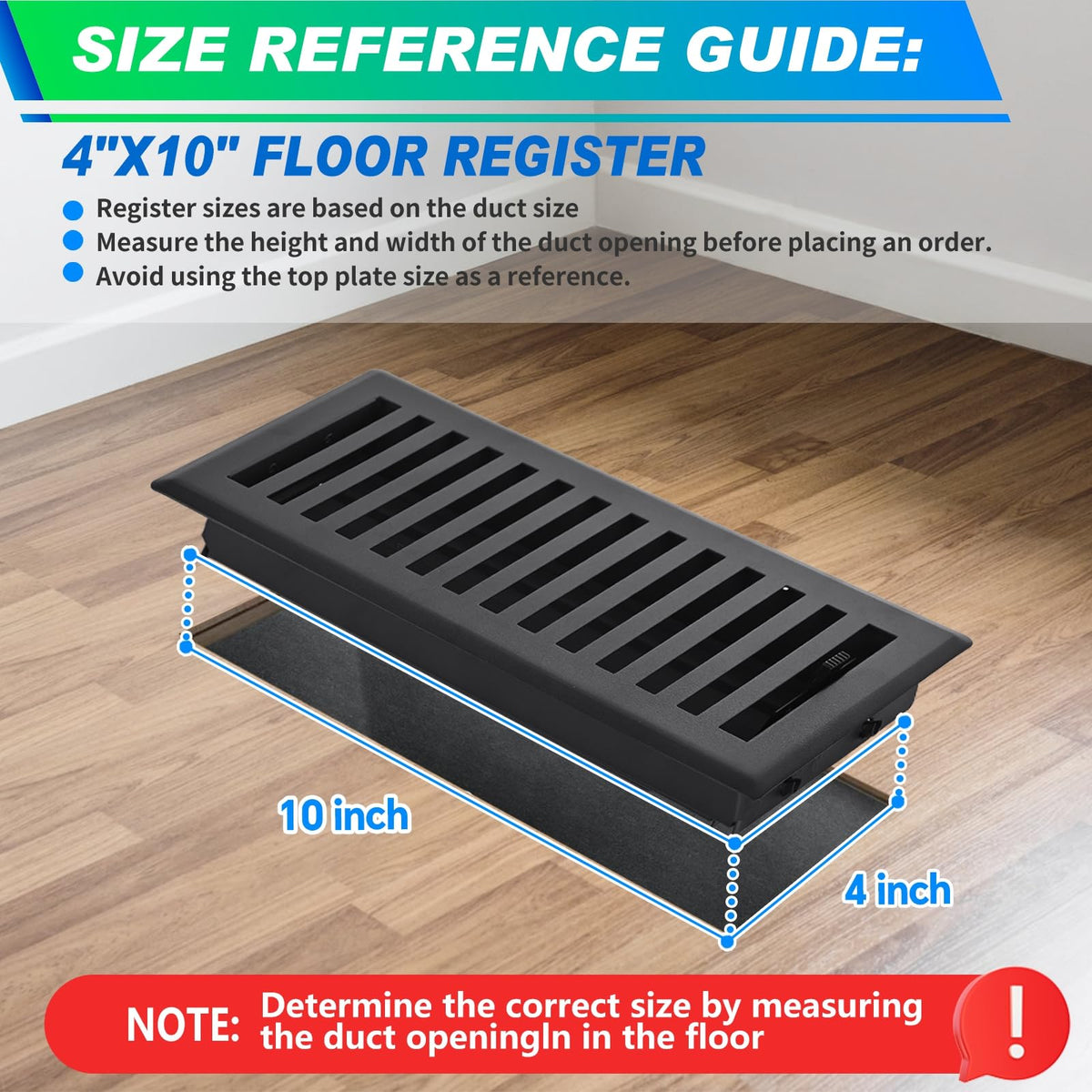 Flowild edge-folding floor register shows secure fit reducing tripping hazards