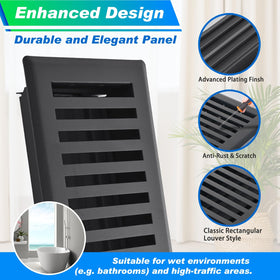 Flowild floor register matte black finish blends modern style with versatile flooring compatibility