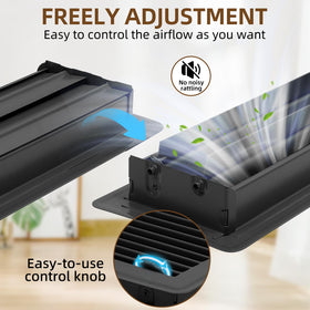 Flowild opposed damper floor register enables quiet, adjustable airflow.