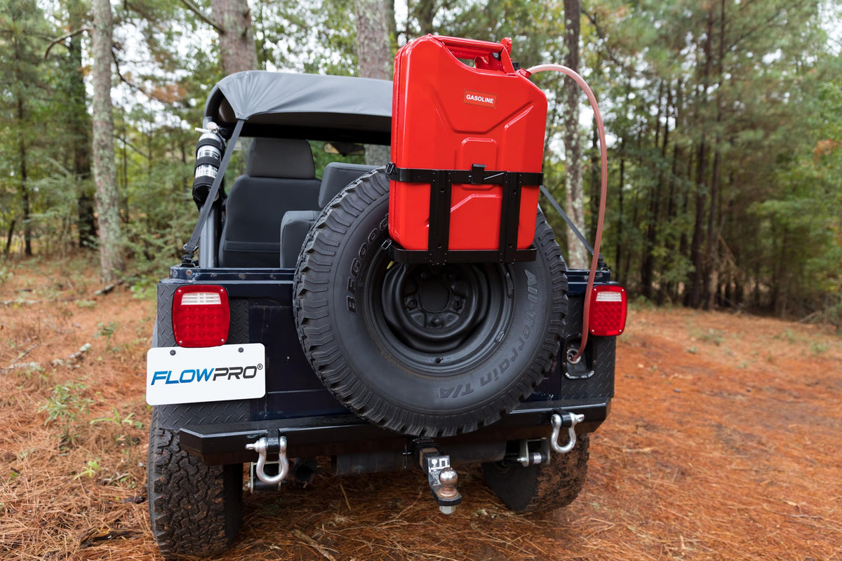 FlowPro siphon kit mounted on boat for marine refueling.