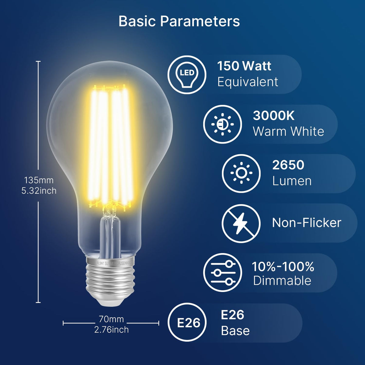 FLSNT 2650 lm warm white 3000K LED bulb creates cozy illumination