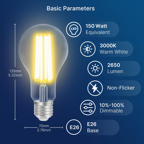 FLSNT 2650 lm warm white 3000K LED bulb creates cozy illumination