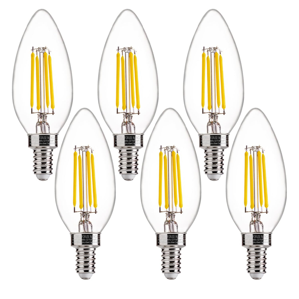 FLSNT 5000K daylight bulbs illuminate a chandelier with clear glass finish for bright ambiance.