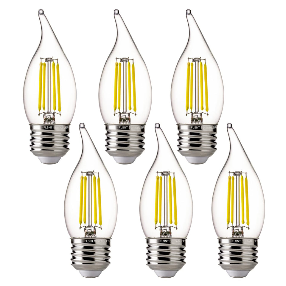FLSNT 5000K daylight chandelier bulbs six-pack provide bright, energy-efficient lighting.