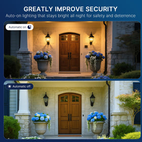 FLSNT 800 lumen outdoor bulb illuminating patios and walkways