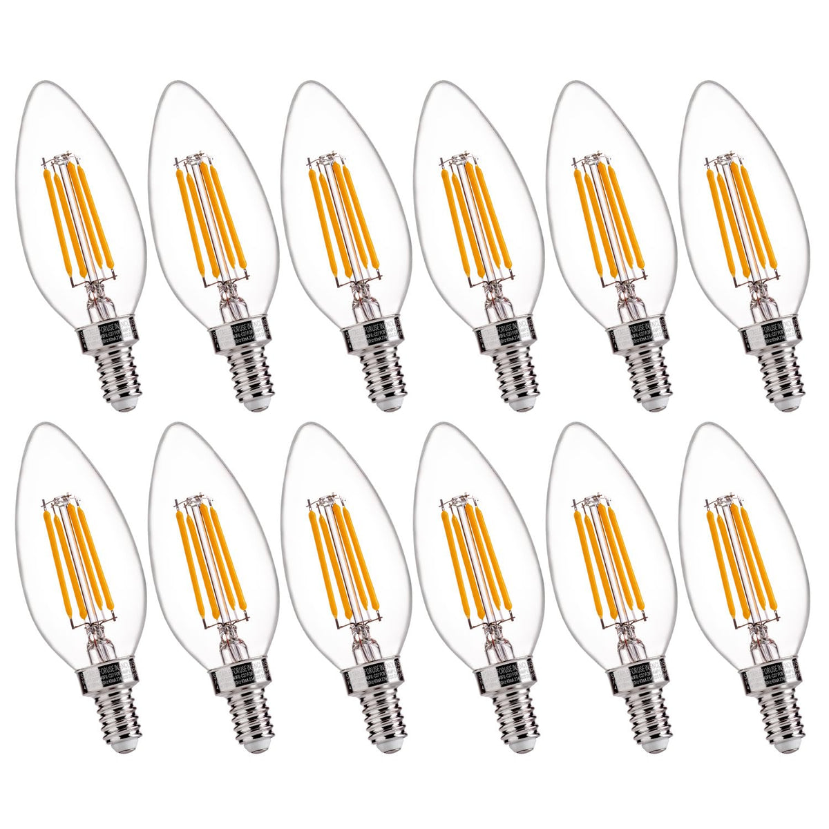 FLSNT B11 E12 LED candelabra bulbs deliver warm candlelight ambience.