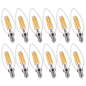 FLSNT B11 E12 LED candelabra bulbs deliver warm candlelight ambience.