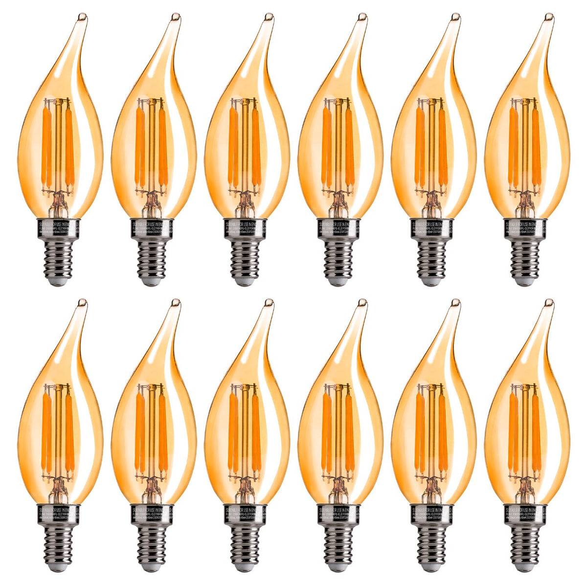FLSNT CA11/E12 LED chandelier bulb with amber glass for cozy ambience