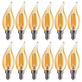 FLSNT CA11/E12 LED chandelier bulb with amber glass for cozy ambience
