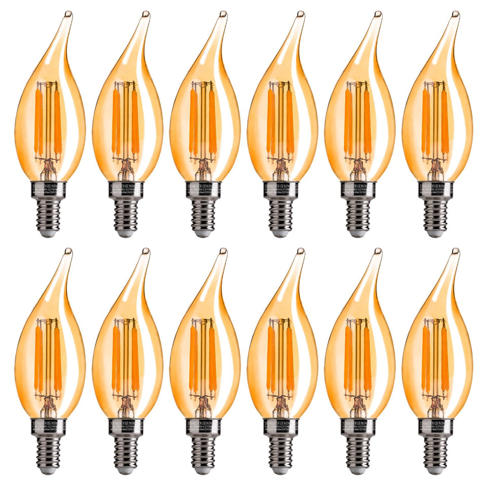 FLSNT CA11/E12 LED chandelier bulb with amber glass for cozy ambience