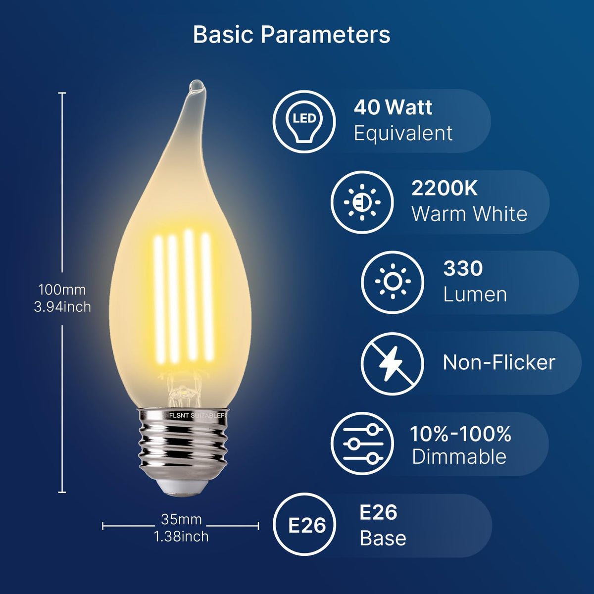 FLSNT CA11 LED bulbs offer 40W-equivalent dimmable amber glow