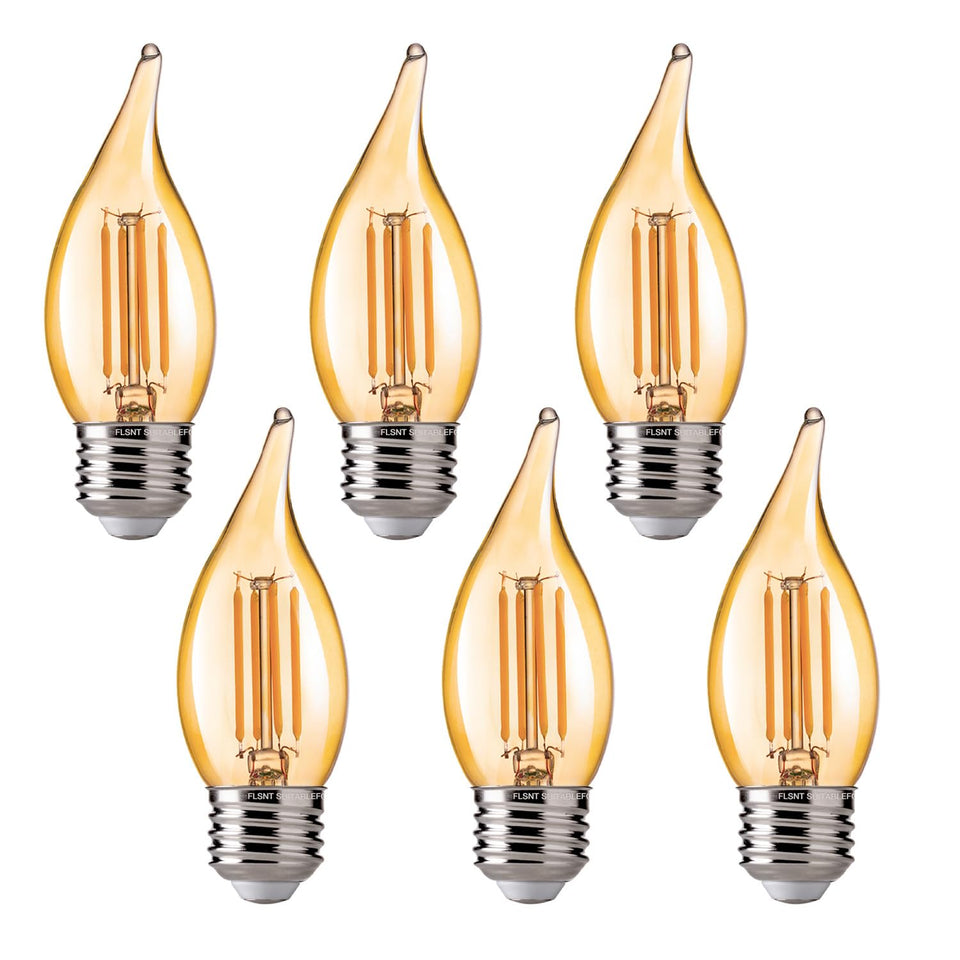 FLSNT CA11 LED candelabra bulbs with amber glass for elegant chandeliers