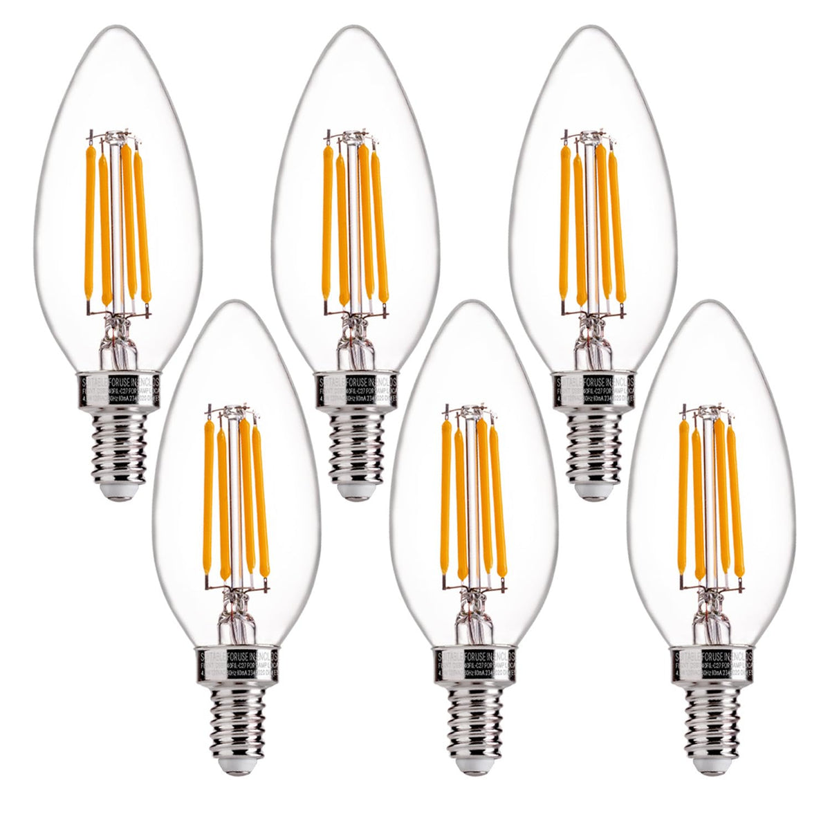 FLSNT clear filament bulb closeup for warm ambient lighting.