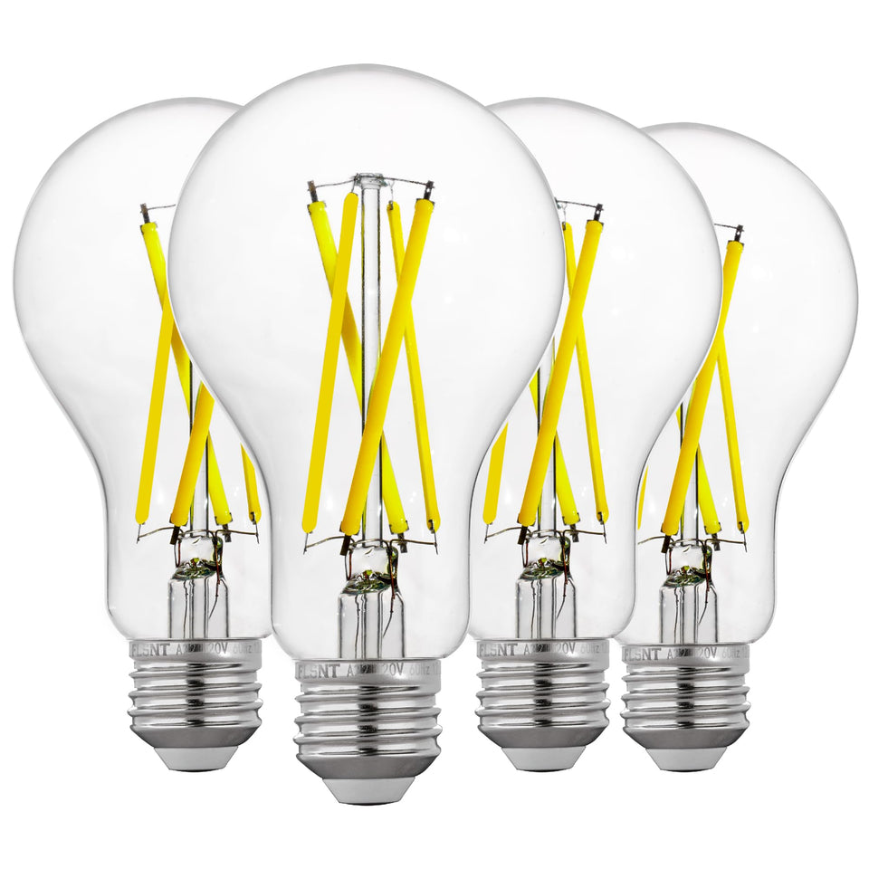FLSNT clear glass 100W-equivalent LED bulb for bright, energy-saving lighting.