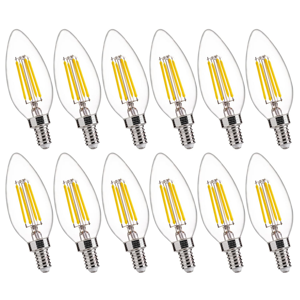 FLSNT daylight 5000K B10 dimmable LED bulb with clear glass finish for bright ambience.