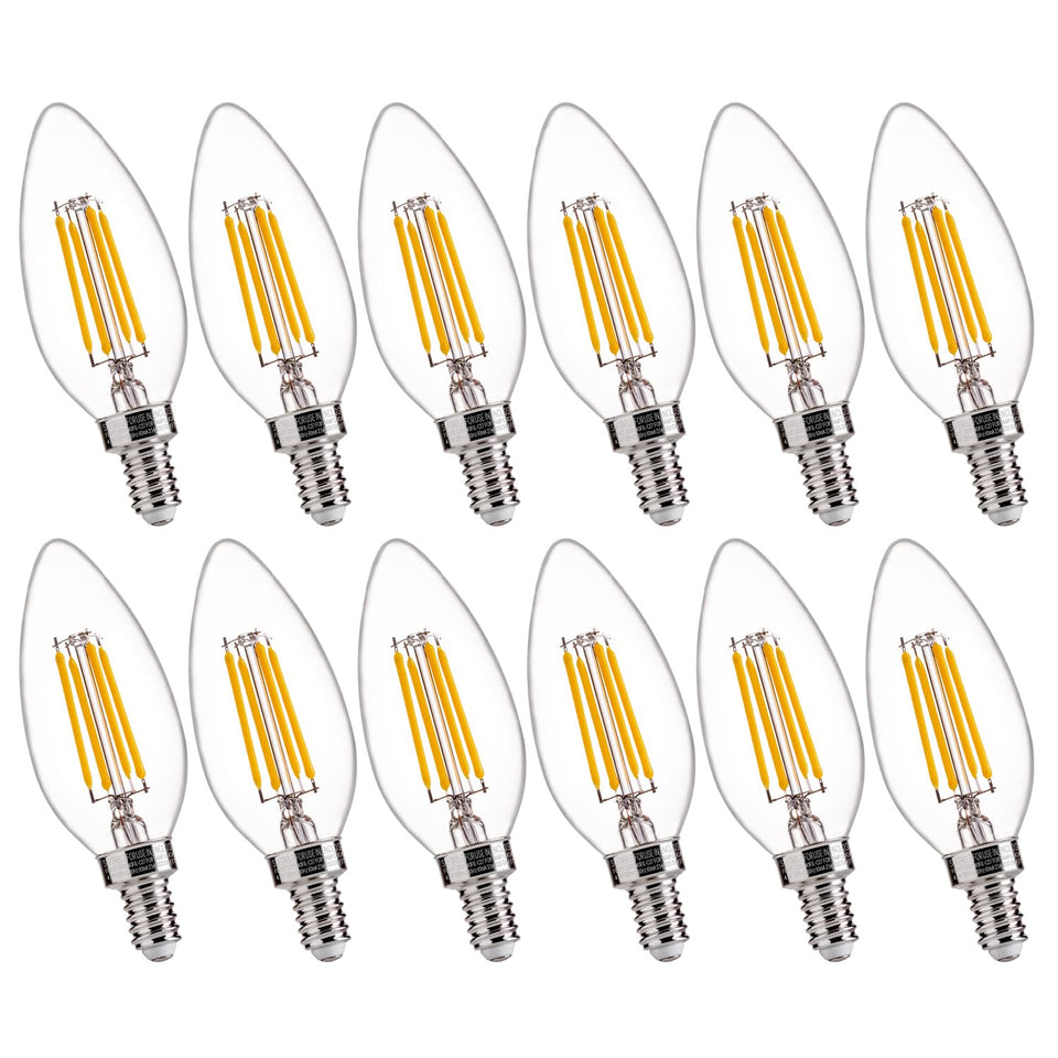 FLSNT dimmable B11 LED bulb in a chandelier for smooth dimming