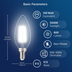 FLSNT dimmable LED bulb compatible with most dimmers for smooth lighting