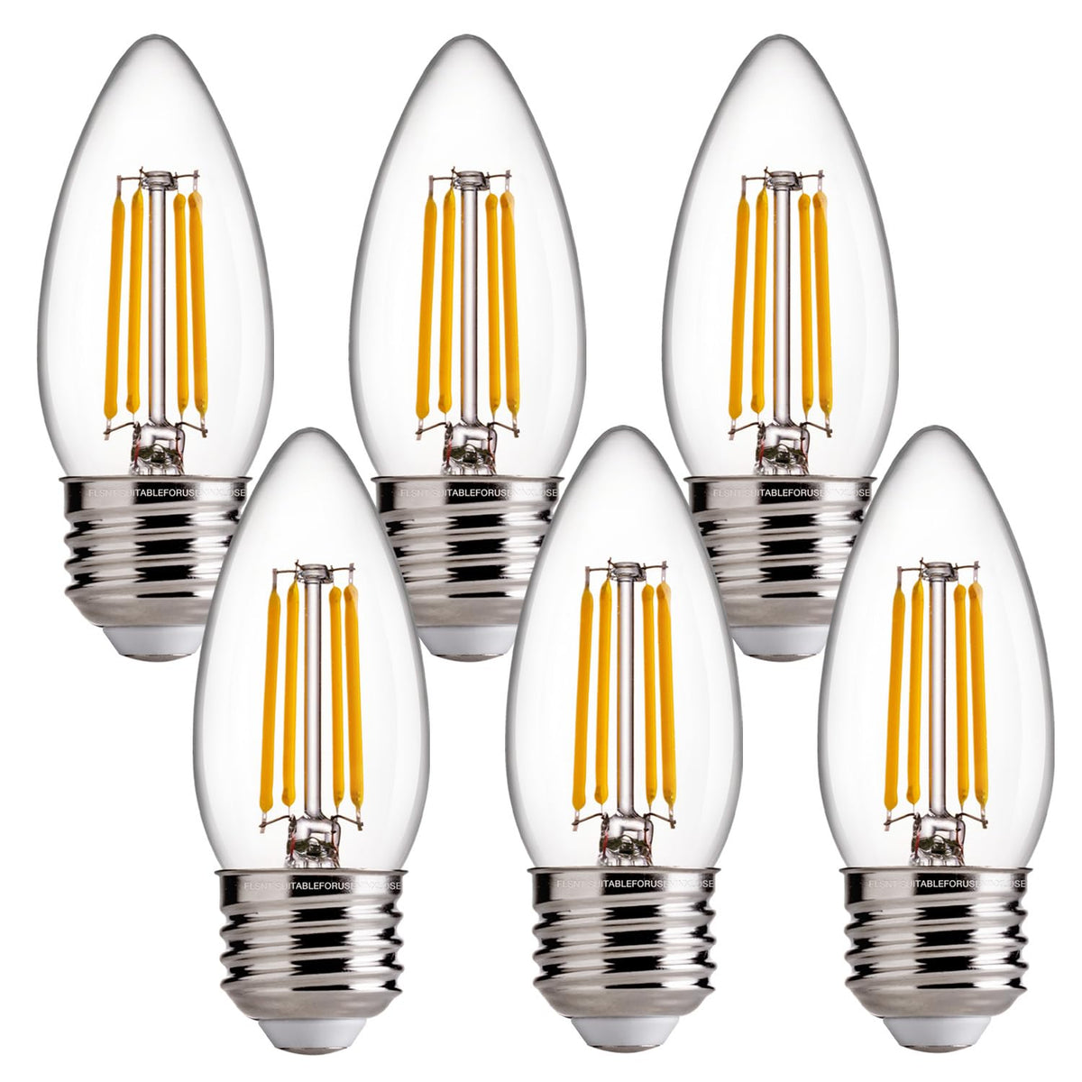 FLSNT dimmable LED candle bulbs packaging, ready for energy-efficient chandeliers.