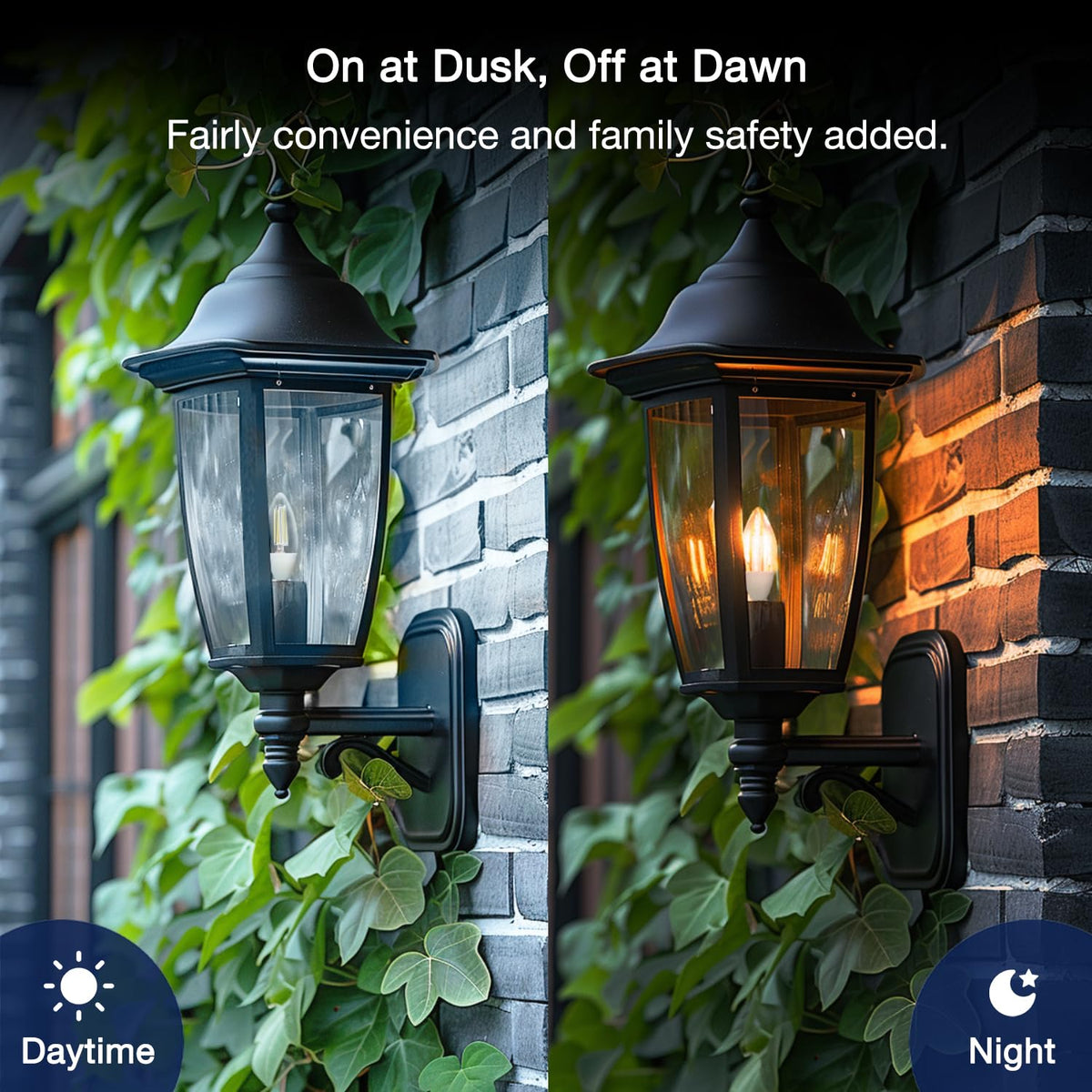 FLSNT outdoor sensor bulb lights a porch at dusk for safe entry
